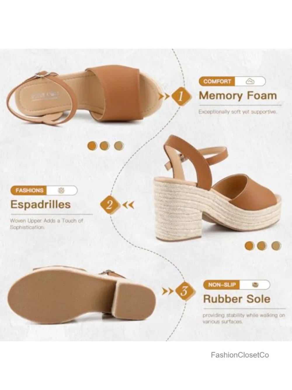 BCTEX COLL Espadrille Wedge Sandals Platform Casual Dressy Open Toe Heels |